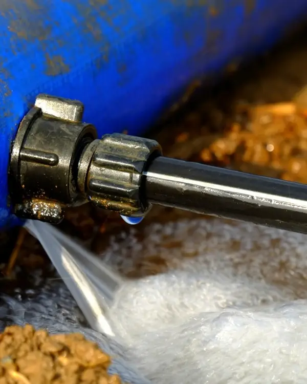 Water spraying from a leaking pipe fitting